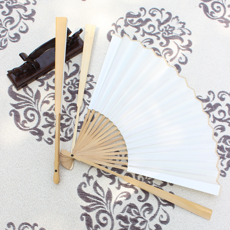 苏呆纸 9寸花瓶头水磨玉竹折扇 中国风扇子 空白宣纸男女创作扇