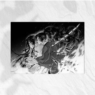 新款文创高颜值继国缘一严胜日黑小卡动漫高级双人装饰高清装饰