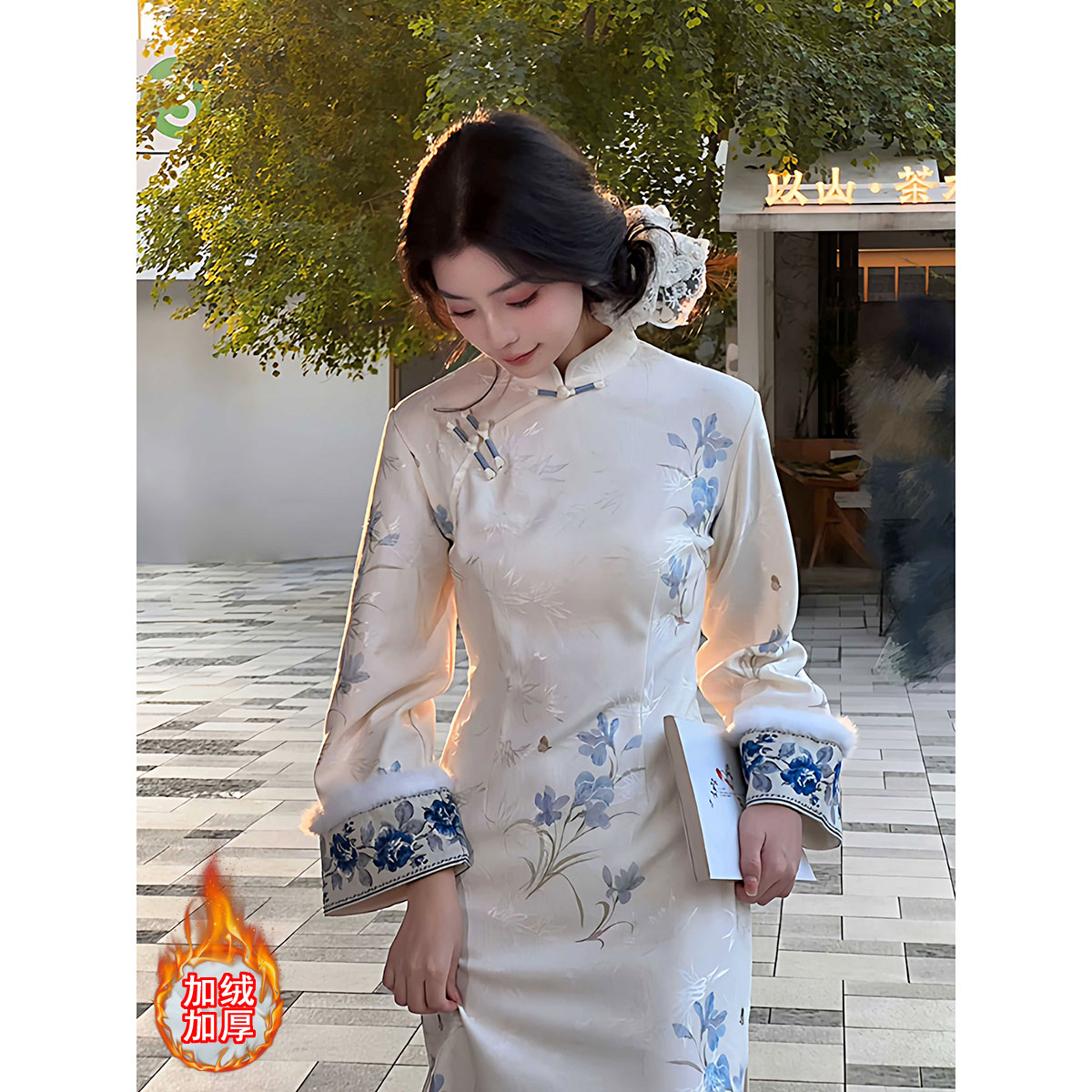 【与花时-加绒】潇夫人自制新中式改良日常旗袍女复古新款气质长�