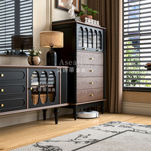 【新品】法式中古风全实木斗柜旁边柜美式复古卧室床头尾抽屉展示