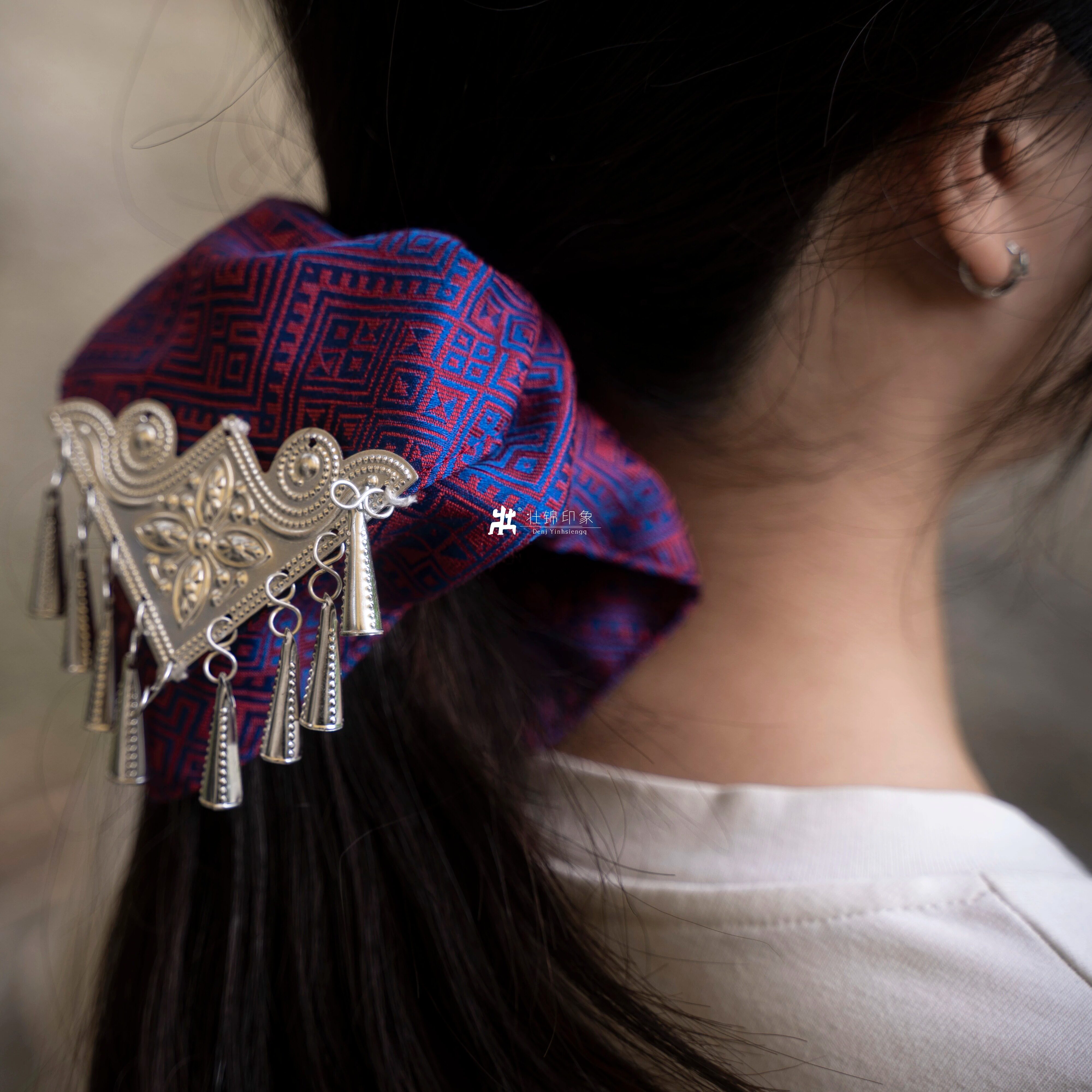 广西壮锦苗银挂饰方巾发圈发饰广西非遗文创头饰传统流苏民族风,饰品/流行首饰/时尚饰品新,发饰,淘宝优惠券,粉丝福利购,淘宝优惠卷