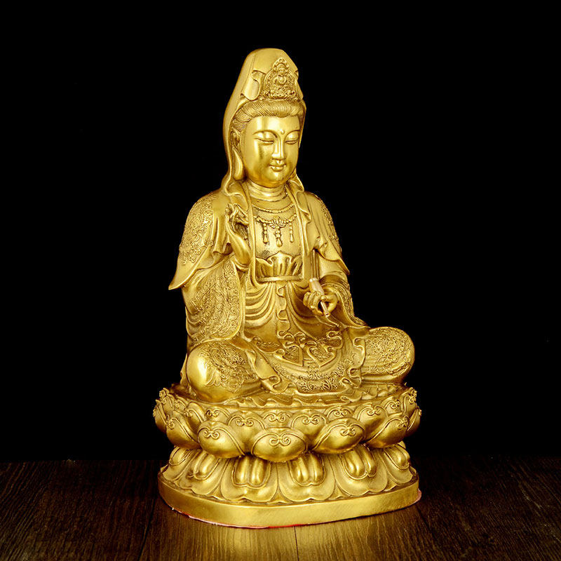 速发阁观音铜佛像居家供奉家用客厅桌面摆件纯送菩世音观萨铜子