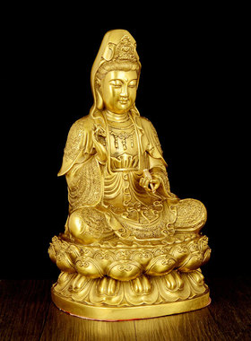 速发阁观音铜佛像居家供奉家用客厅桌面摆件纯送菩世音观萨铜子