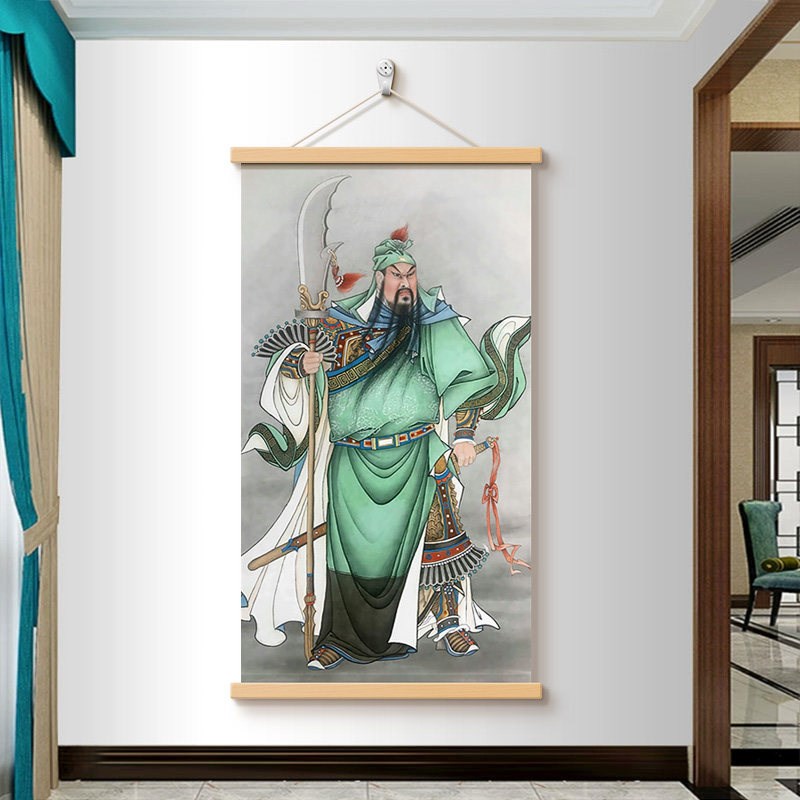 速发关公挂画玄关装饰画武财神关二爷关羽挂轴画客厅房间卧室入户