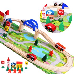 速发车童益智火道轨儿立交桥启蒙积木拼图大颗粒幼儿园拼装玩具男