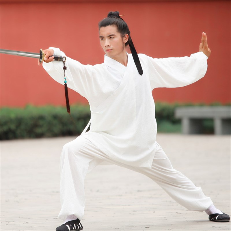 速发太领服亚麻春秋练功服夏季太极拳斜极武袍道术功夫晨