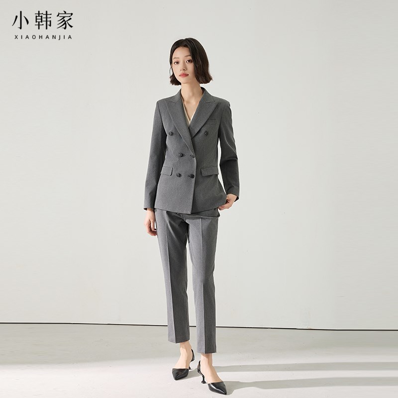 速发六扣员色外套公务灰高级感面正职场西服通勤考公试装套装