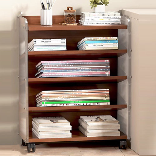 速发桌下小书架收推柜子书柜办公桌移动落地书桌小纳车书物置包架