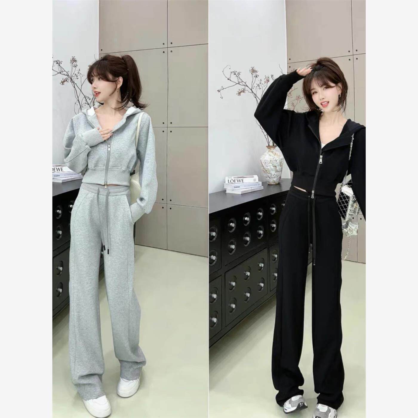 卡卡女装店正品早春休闲随性运动套装女高级感卫衣两件套