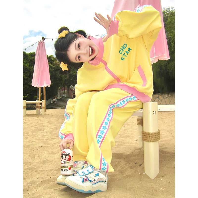 可爱奶甜系卫衣运动套装女2024秋季新款小个子韩版休闲元气两件套