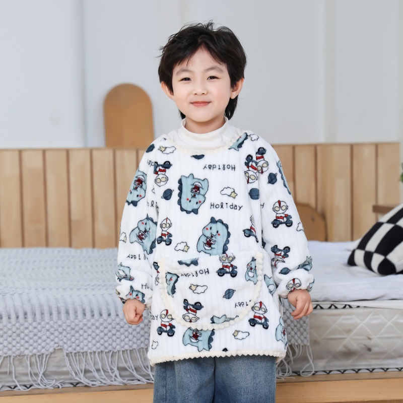 儿童防水加绒反穿衣防脏围裙