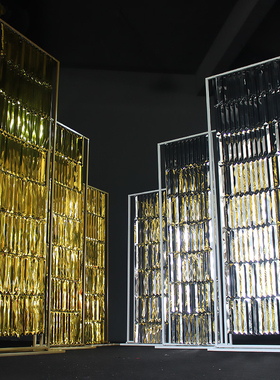 极速水晶之帘主题婚礼新款亮片吊帘屏风背景装饰铁艺道具屏风舞台