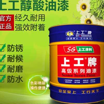新品上工漆油漆调和漆 铁栏杆漆 铁门漆 红黄黑白铁红防锈漆13KG