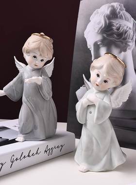 欧式陶瓷人物小天使摆设书桌玄关装饰品摆件家居饰品创意结婚礼物