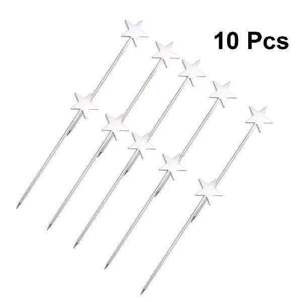 极速10 Pcs 304 Stainless Steel Cocktail Picks Rustproof Star