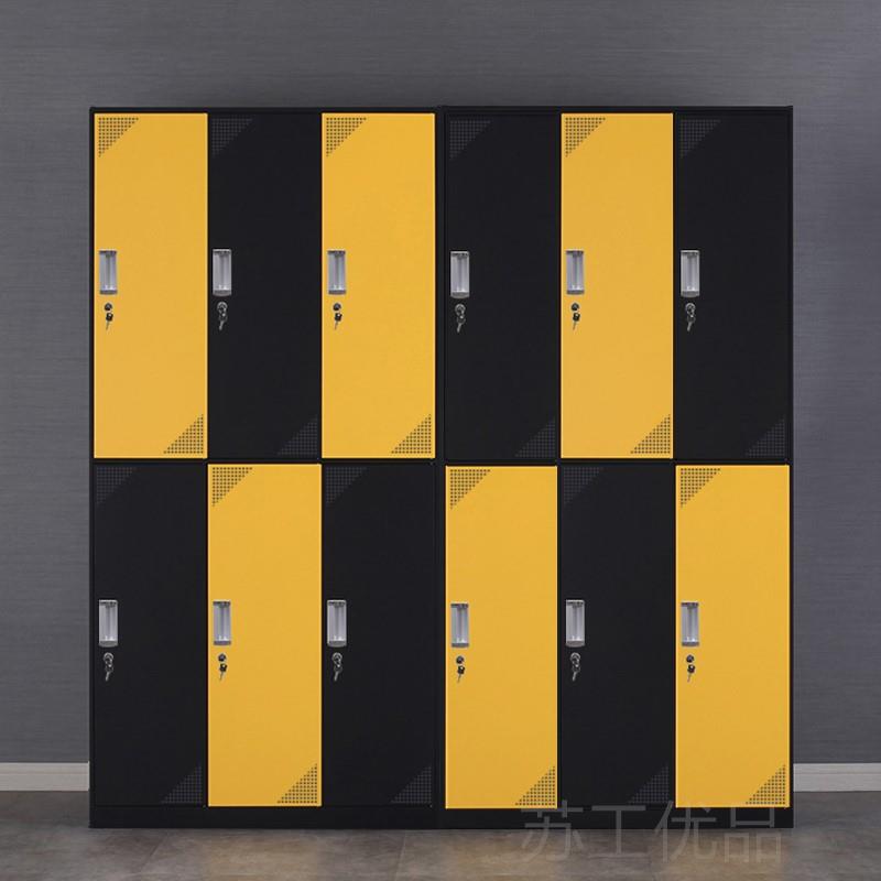 。彩色更衣柜钢制员工收纳柜带锁健身房瑜伽馆浴室换衣置物柜铁皮