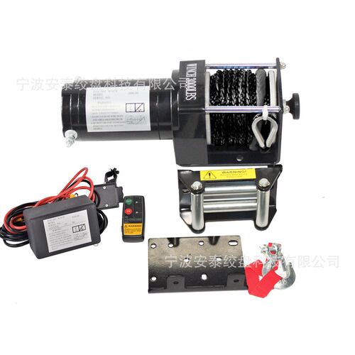 好货厂家低价促销12v/24v3000磅尼龙绳电动绞盘 沙滩车绞盘 安泰