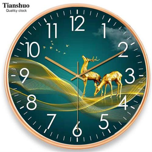 天朔钟表静音挂钟客厅家用简约日历表现代时钟创意卧室时尚石英钟