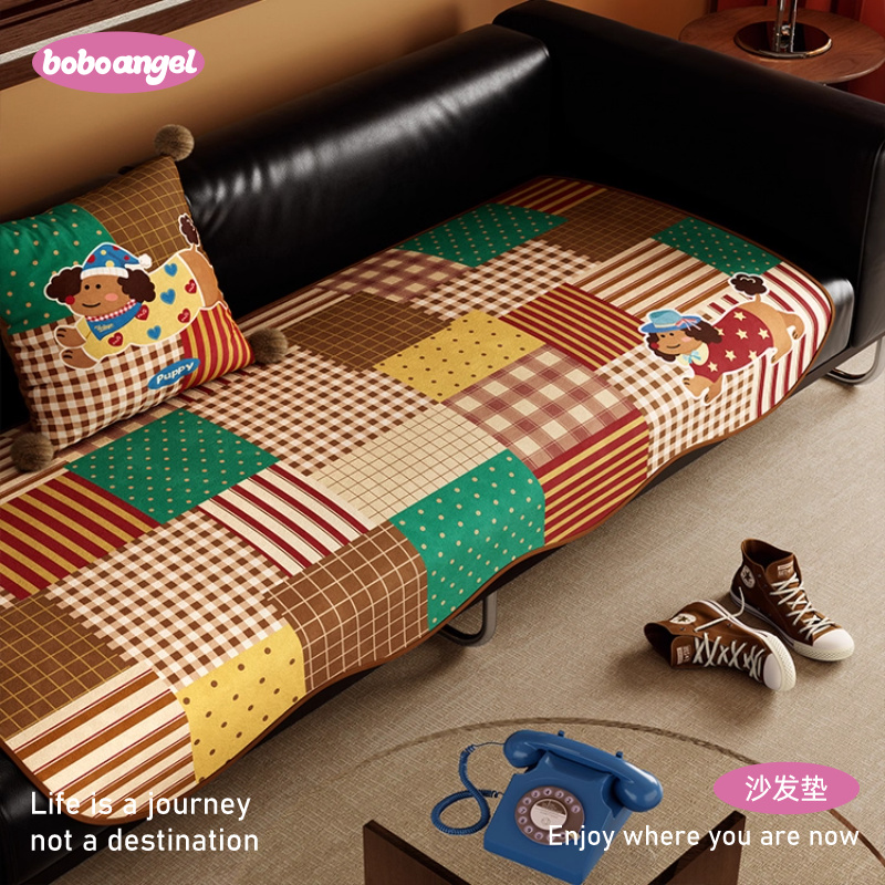 拼布物语毛绒沙发四季加厚垫子新款防滑盖布垫布沙发垫盖巾坐垫子