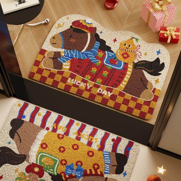 小马丝圈入户地垫2026新款马年氛围感装饰进门口玄关内外防滑脚垫,居家布艺,入户地垫,淘宝优惠券,粉丝福利购,淘宝优惠卷