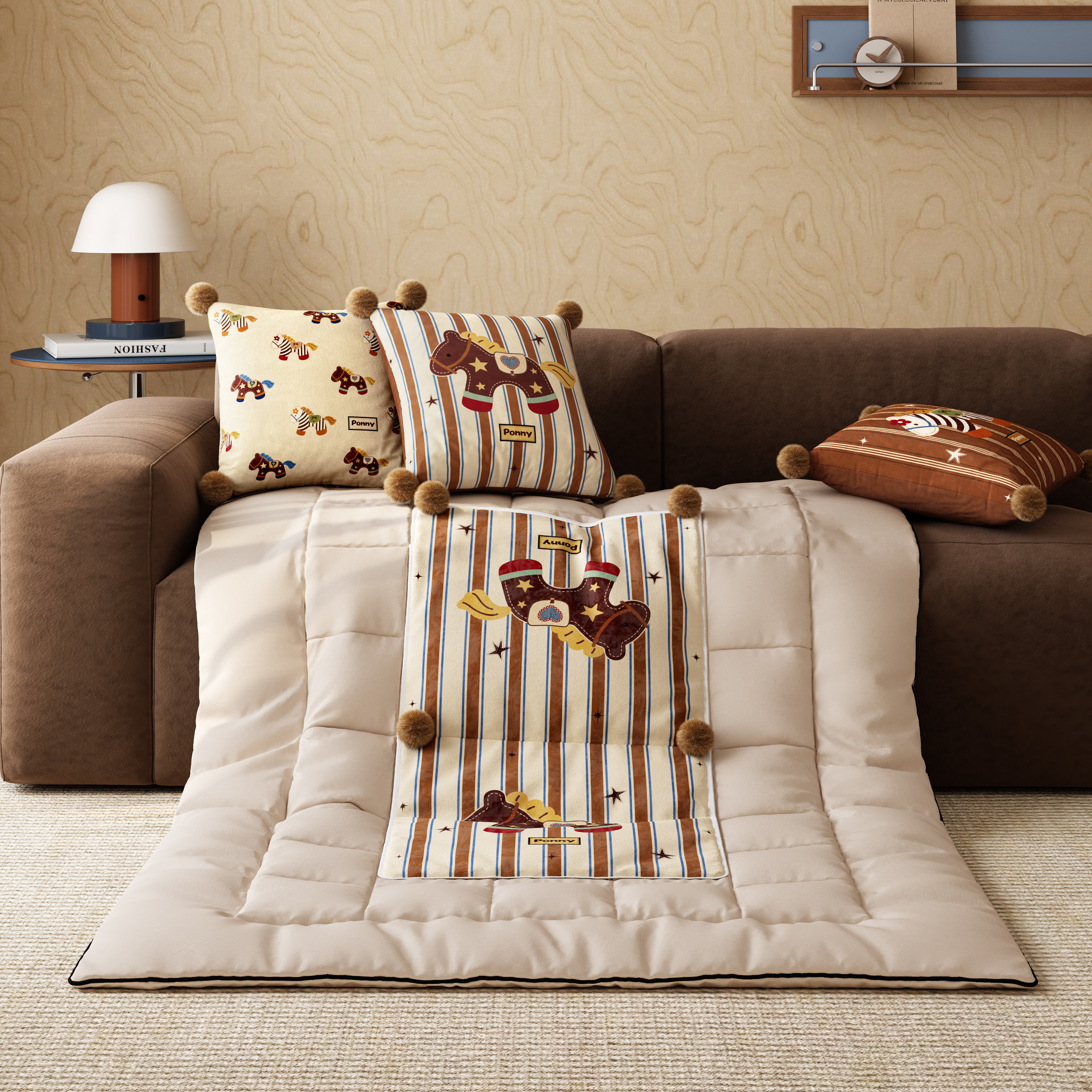 小马新款马年抱枕被两用二合一实用礼物礼品年会车载办公室毛毯子