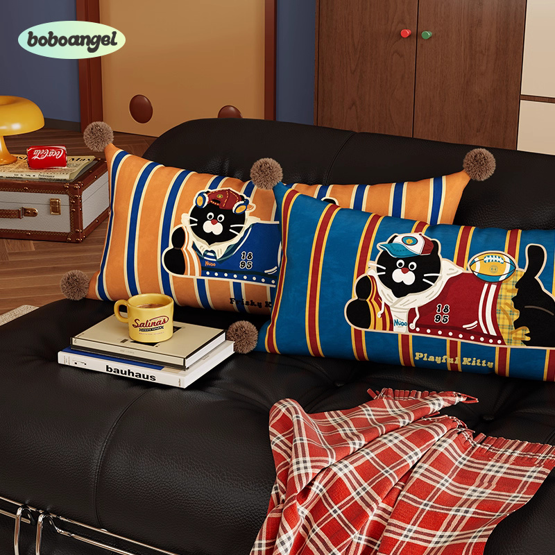 高校猫猫客厅抱枕床头靠枕沙发车载靠垫可爱少女心可拆卸腰枕套