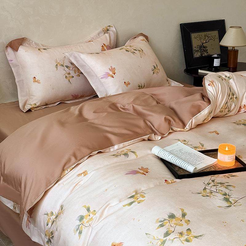 中式古典优雅花卉数码印花工艺宽边被套美利奴羊毛天丝棉磨毛套件,3C数码配件,其它配件,淘宝优惠券,粉丝福利购,淘宝优惠卷