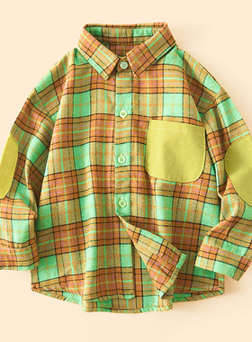 时尚格纹翻领衬衫