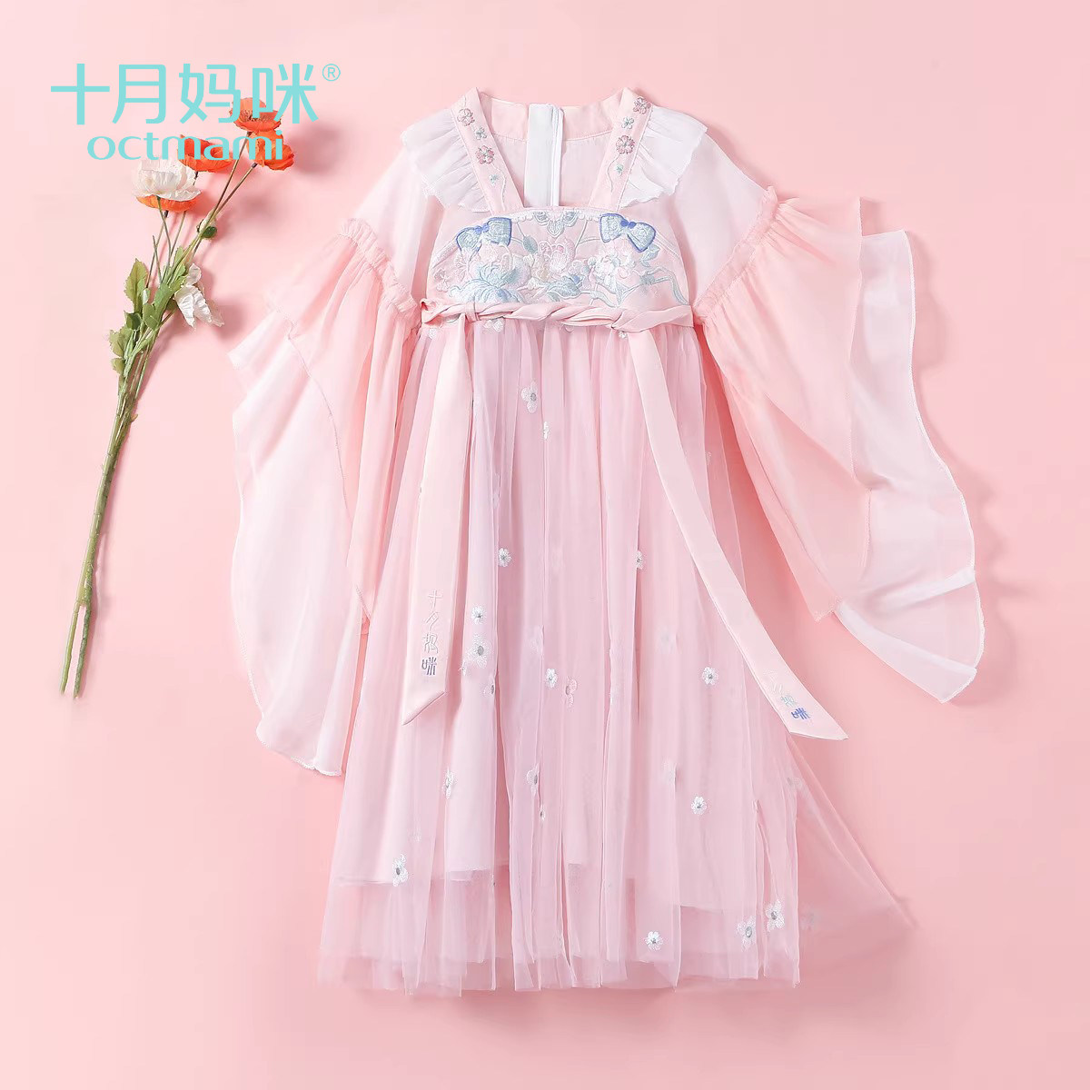 十月妈咪女童汉服古风夏季公主裙2024新款儿童春秋连衣裙女孩国风图片
