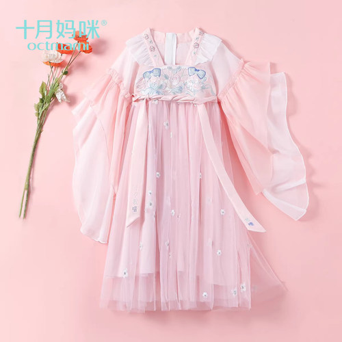 十月妈咪女童汉服古风夏季公主裙2024新款儿童春秋连衣裙女孩国风