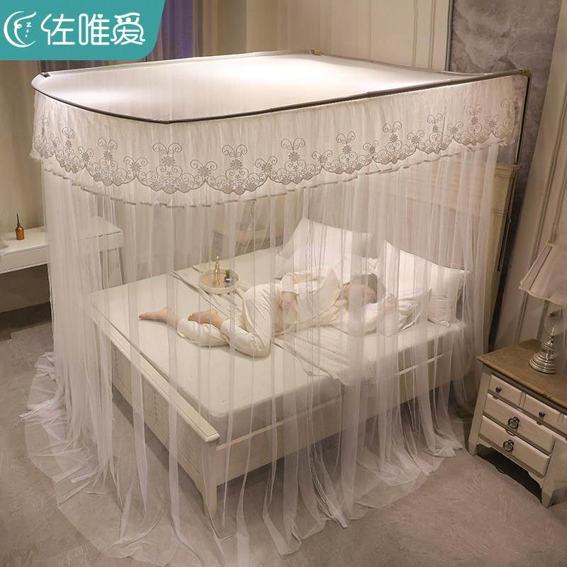 伸缩蚊帐家用2025新款免安装卧室高级u型导轨落地支架杆加厚轨道