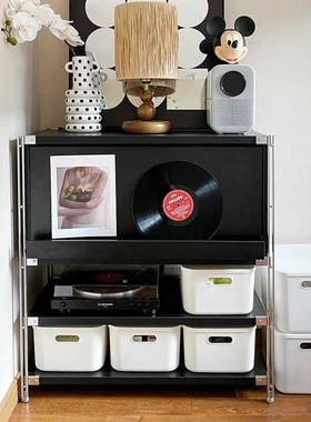 速发包豪斯杂志柜黑色沙发边木实多柜层收纳柜咖啡餐边柜可移动储