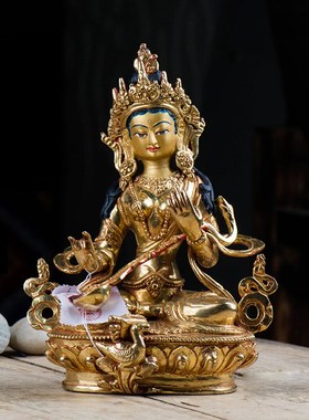 速发《妙音天》7家用品摆件尼泊《居寸全鎏金尔妙音佛母》家居摆
