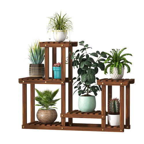 速发台花物落地式客厅多层实木防A腐简约高档可移动绿萝花盆置架