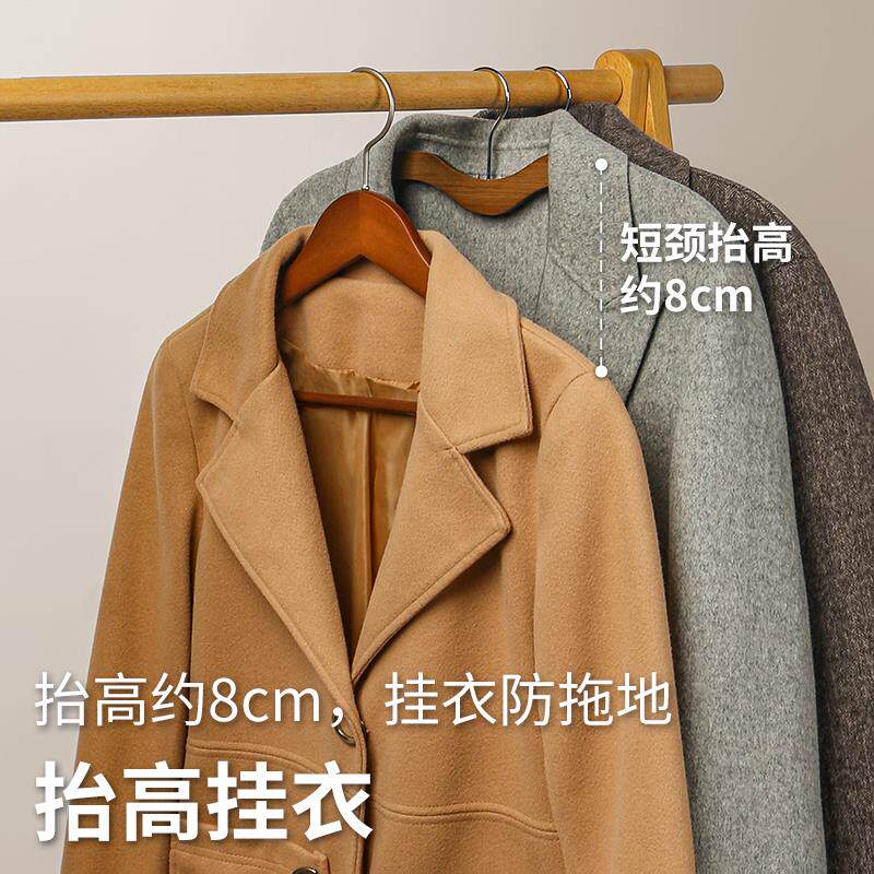 现货短颈衣架长裙专用不落地省空A间防滑无痕缩脖子木制收纳挂衣