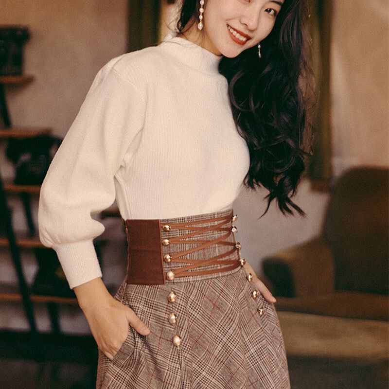 速发装套搭配一整套穿搭冬装毛衣配半身裙秋冬季连衣裙复古装高级