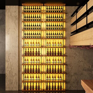 速发置酒架铁艺发光酒架展架示酒吧餐厅酒柜靠墙柱子红物架隔断啤