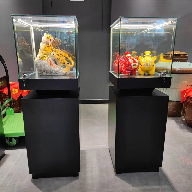 木制白酒展示柜黄金m珠宝玉石玻璃柜台博物馆古董首饰陈列柜手办