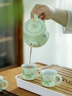 陶瓷过滤茶壶大号功夫茶s具带网隔内胆家用单壶冲泡茶器茶杯子套