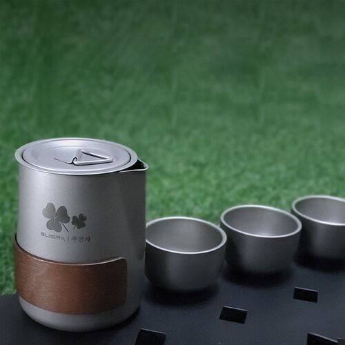 钛化合金便携g式旅行茶具套装茶壶双层茶杯户外露营泡茶装备