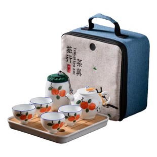 旅行茶具套装 日式 便携户r外家用手绘陶瓷泡茶壶功夫茶杯茶叶罐茶