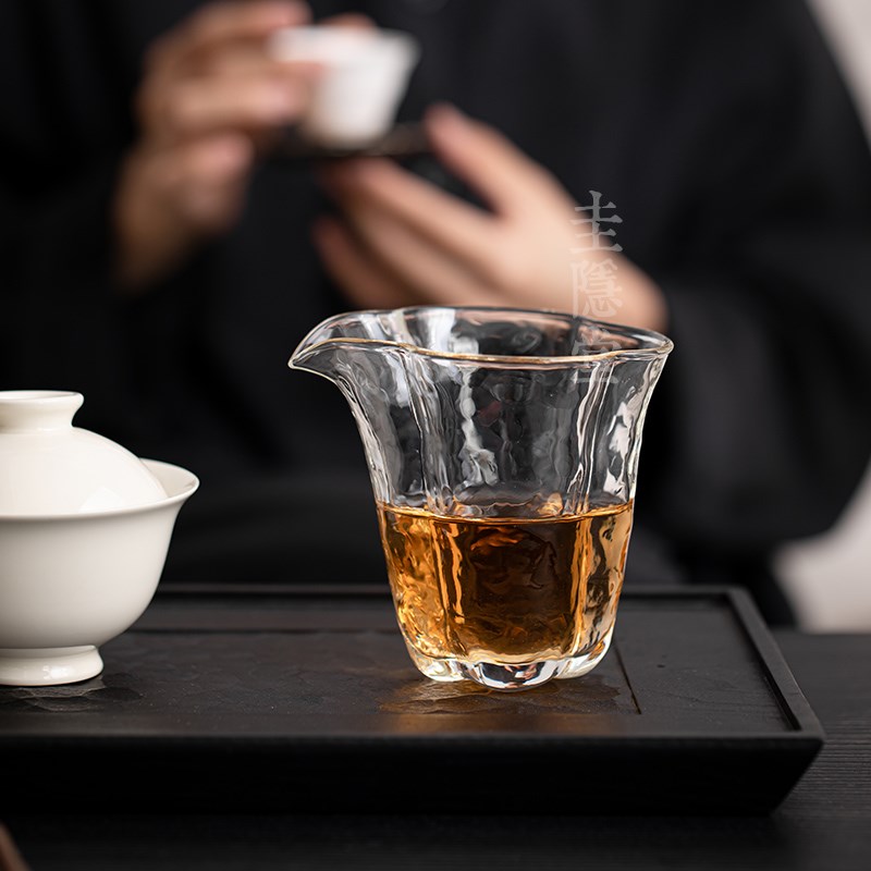 圭隐堂手工锤f纹耐热玻璃公道杯家用日式泡茶公杯匀茶杯分茶器茶