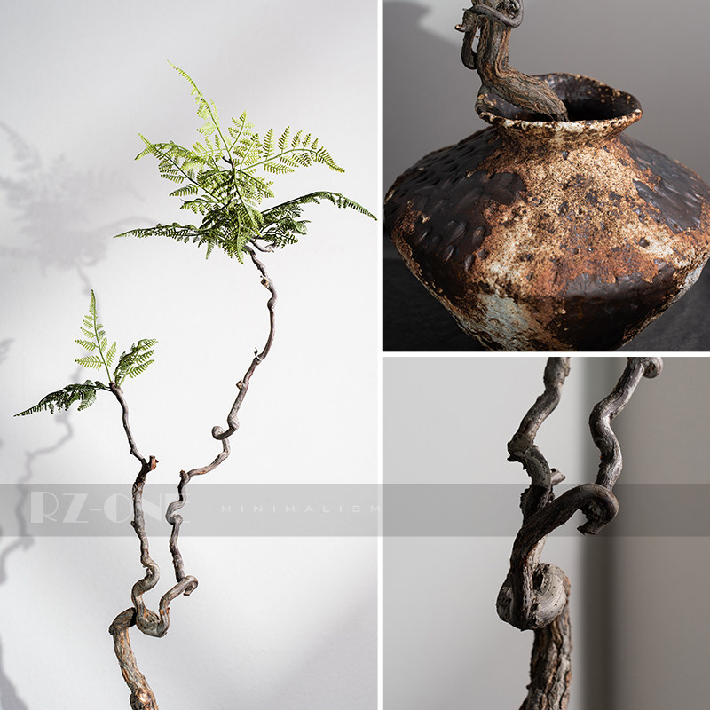 侘寂风花器老物件粗陶花瓶干x枝仿真绿植盆景居家民宿中古落地摆,家居饰品,仿真花/假花,淘宝优惠券,粉丝福利购,淘宝优惠卷