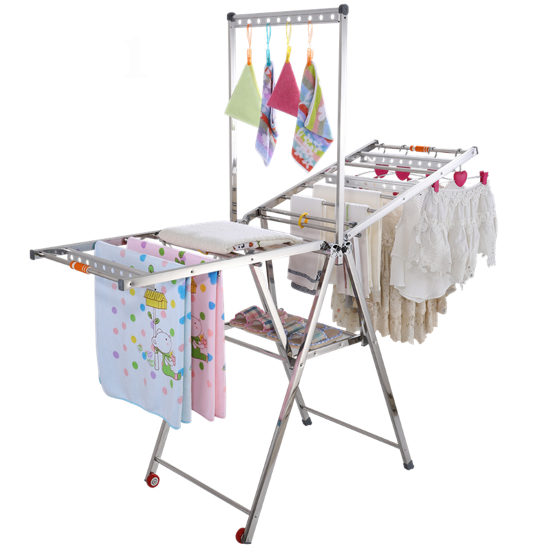 凉衣架晒架不锈钢家用式可室内阳台婴F儿晾衣架落地宝宝折叠晒衣