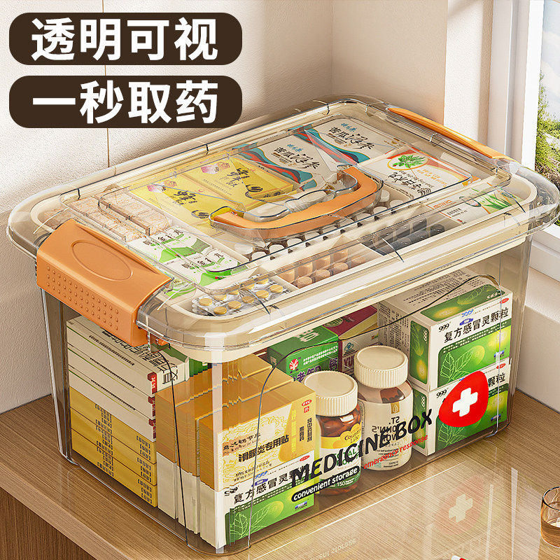 家用透明医药箱超大容量药箱家庭装E分层药物收纳盒医疗急救小药
