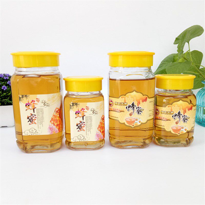 八角六棱蜂蜜辣椒酱菜罐头玻璃瓶空瓶子1斤2斤装 密封.储物罐带盖