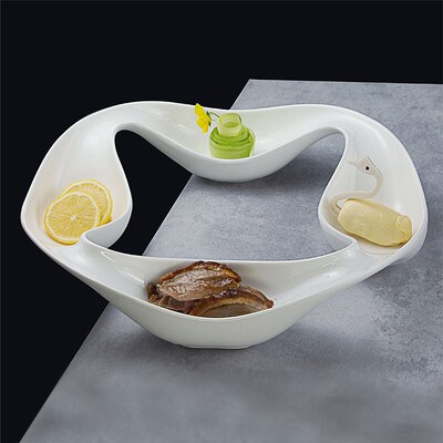 创意凉菜盘三h连四连碟异形盘子高级感餐具冷菜拼盘组合精致小吃