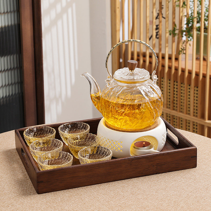 轻奢下午茶具套装k酒店养生茶壶蜡烛煮茶炉电加热玻璃过滤水果茶