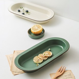 驼背雨奶奶家用创j意ins风陶瓷鱼盘大号长圆方盘椭圆盘菜盘寿司盘