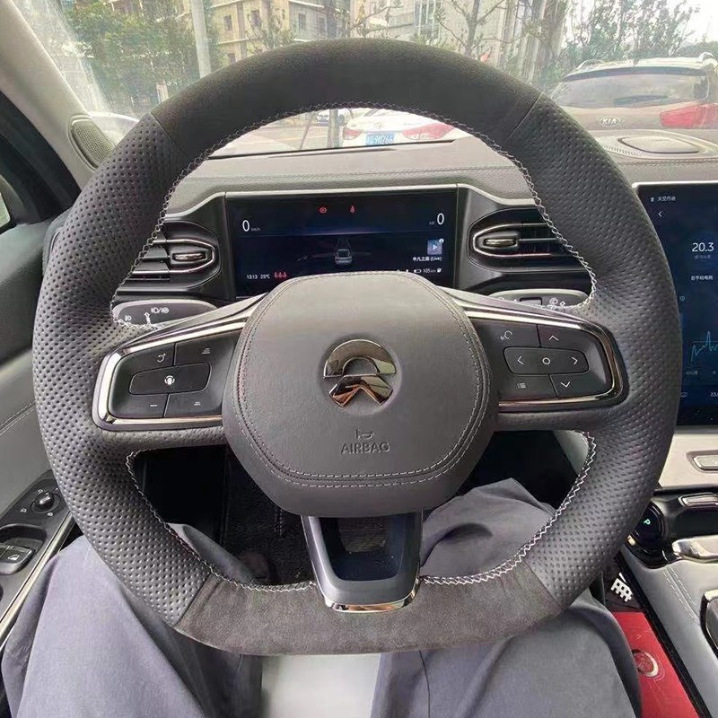 蔚来ES6方向盘套真皮蔚来EC6/ES8方向盘套翻毛皮把套Y手缝专用全